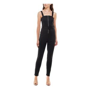ALMOST FAMOUS Womens Black Sleeveless Evening Straight leg Jumpsuit Juniors M